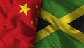 Jamaica and China Realistic Flag Ã¢â¬â Fabric Texture Illustration